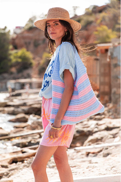 LOUCIA Bleu/Rose - Sac Crochet