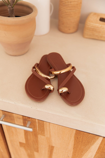 LULA Camel - Sandales Plates