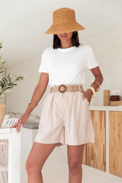 SOAN Beige - Short Ceinturé