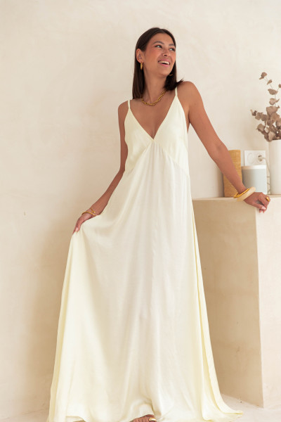 ANGIE Jaune Pâle - Robe Longue