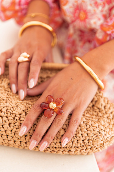 DOMITILLE Orange - Bague Fleur