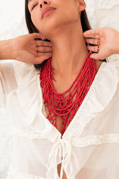 OLA Rouge - Collier Perles