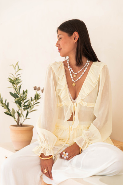 SOLANGE Jaune - Blouse À Volants