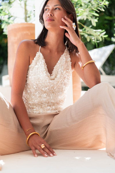 ESTELLE Beige - Top Sequins