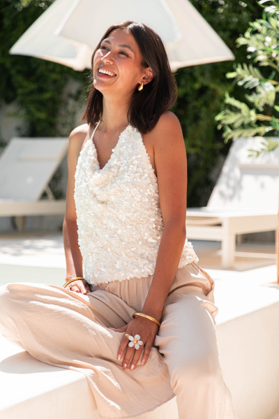 ESTELLE Beige - Top Sequins