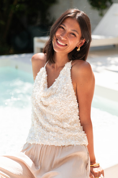 ESTELLE Beige - Top Sequins