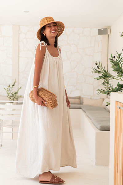 LEXIE Beige - Robe Gaze De Coton