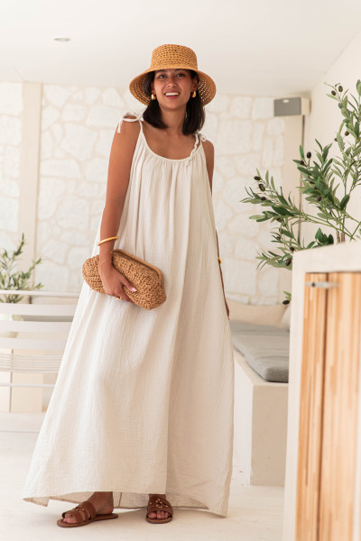 LEXIE Beige - Robe Gaze De...