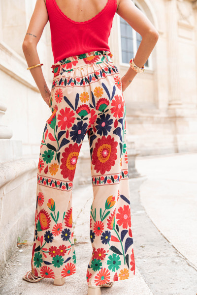 LÉNI Multicolore - Pantalon Imprimé