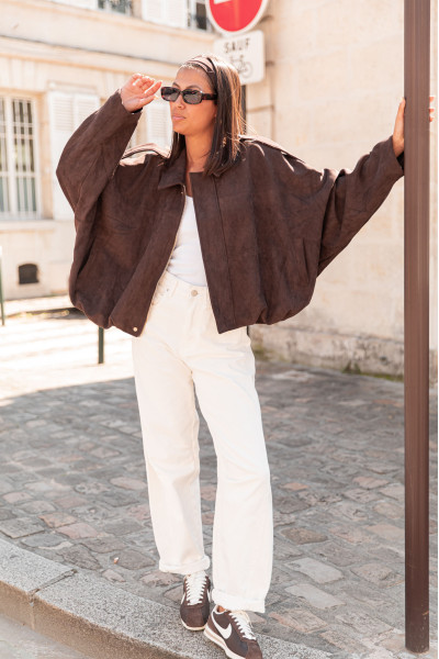 MARLOW Chocolat - Veste Suédine