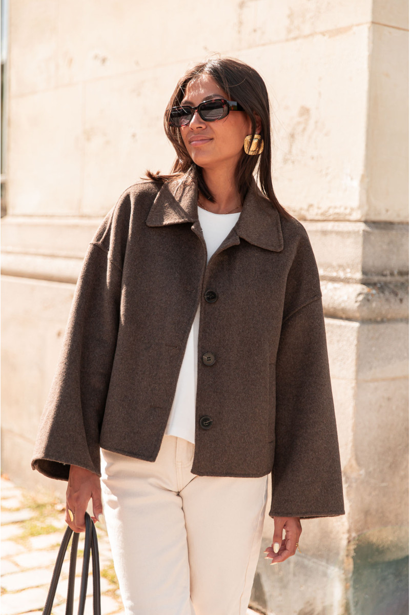 ALBANE Chocolat Veste Laine femme