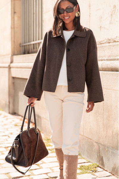 ALBANE Chocolat - Veste Laine