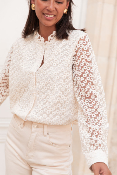 ÉLÉONORE Écrue - Chemise Dentelle