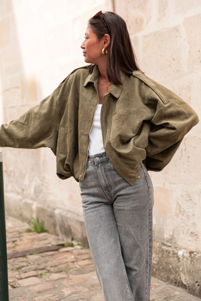 MARLOW Kaki - Veste Suédine