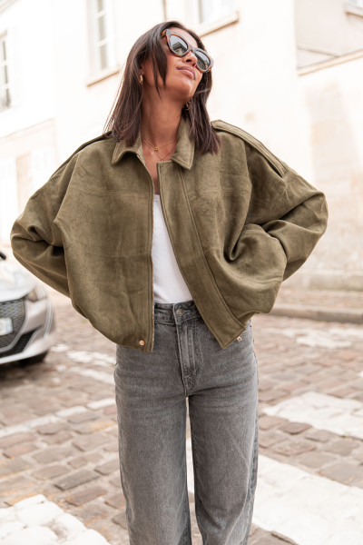 MARLOW Kaki - Veste Suédine