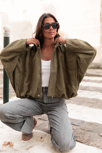 MARLOW Kaki - Veste Suédine