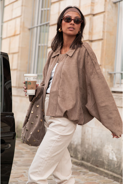 MARLOW Taupe - Veste Suédine