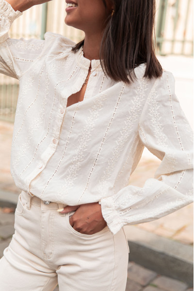 LAÉTITIA Écrue - Chemise Brodée