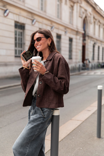 HARRY Chocolat - Veste Suédine