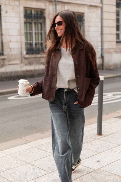 HARRY Chocolat - Veste Suédine