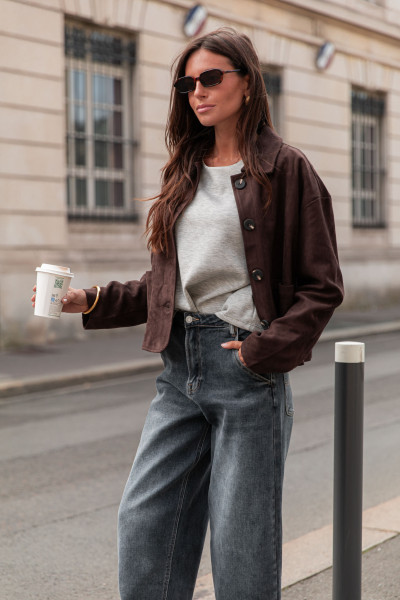 HARRY Chocolat - Veste Suédine