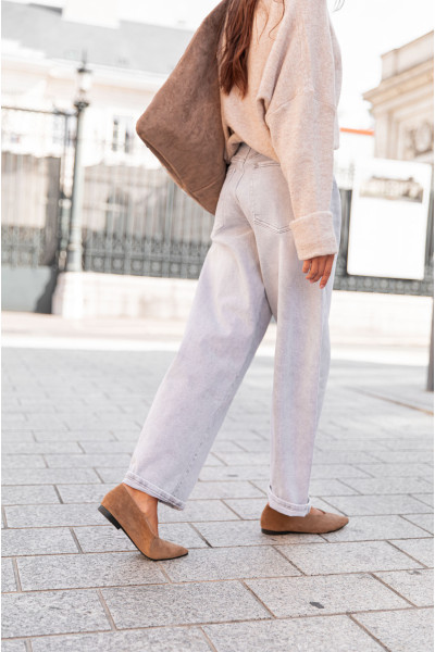 DANAÉ Taupe - Ballerines Suédine