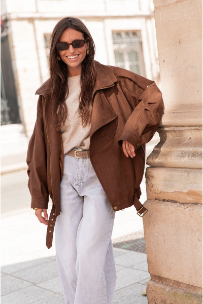 JENNA Chocolat - Veste Suédine