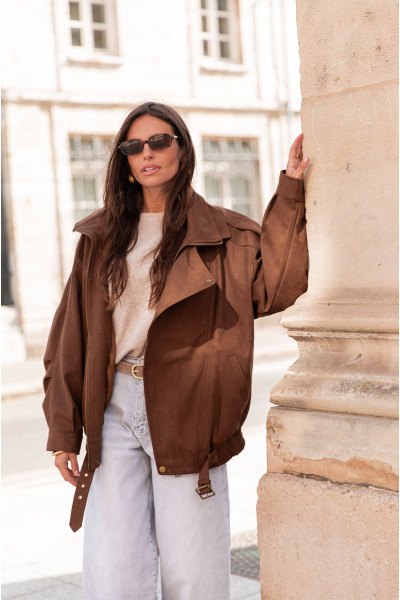 JENNA Chocolat - Veste Suédine