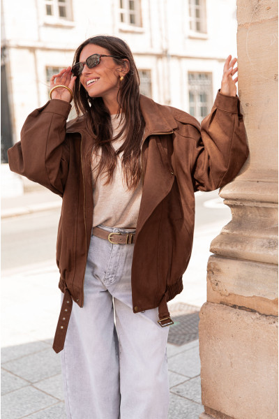 JENNA Chocolat - Veste Suédine