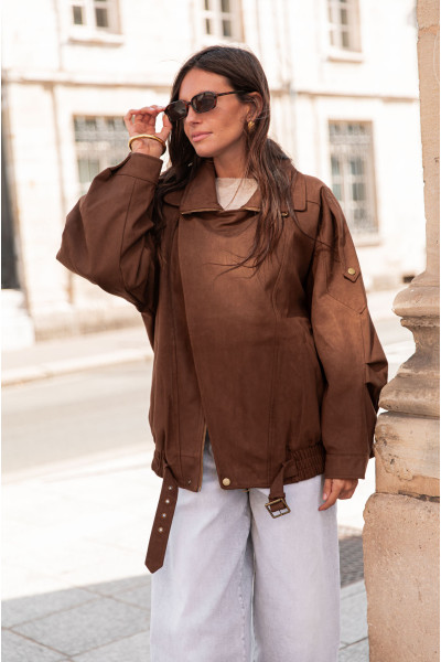 JENNA Chocolat - Veste Suédine