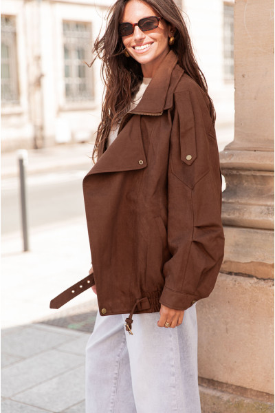 JENNA Chocolat - Veste Suédine