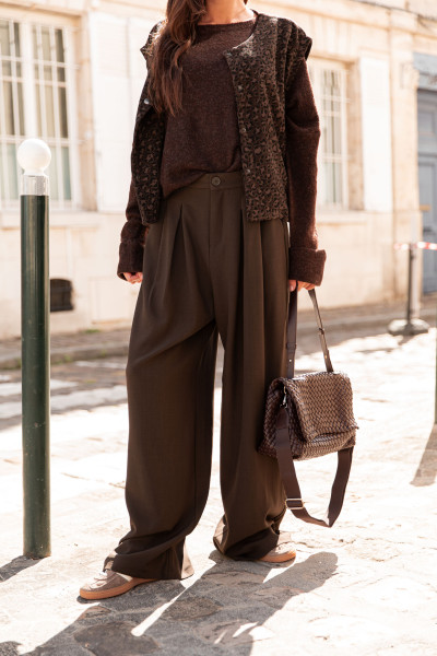 BENJAMIN Chocolat - Pantalon À Pinces