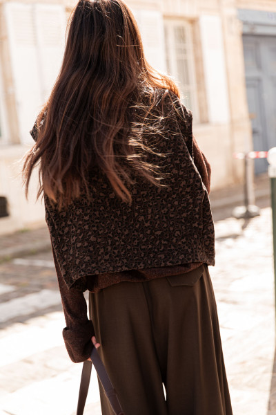 PAOLA Chocolat Léopard - Gilet Sans Manches