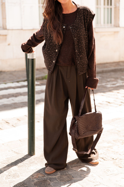 PAOLA Chocolat Léopard - Gilet Sans Manches