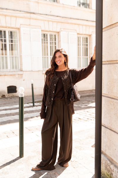 PAOLA Chocolat Léopard - Gilet Sans Manches