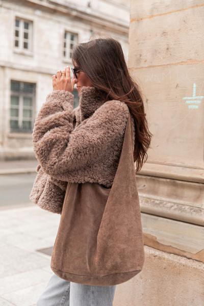 ROMAN Taupe - Sac Souple Daim