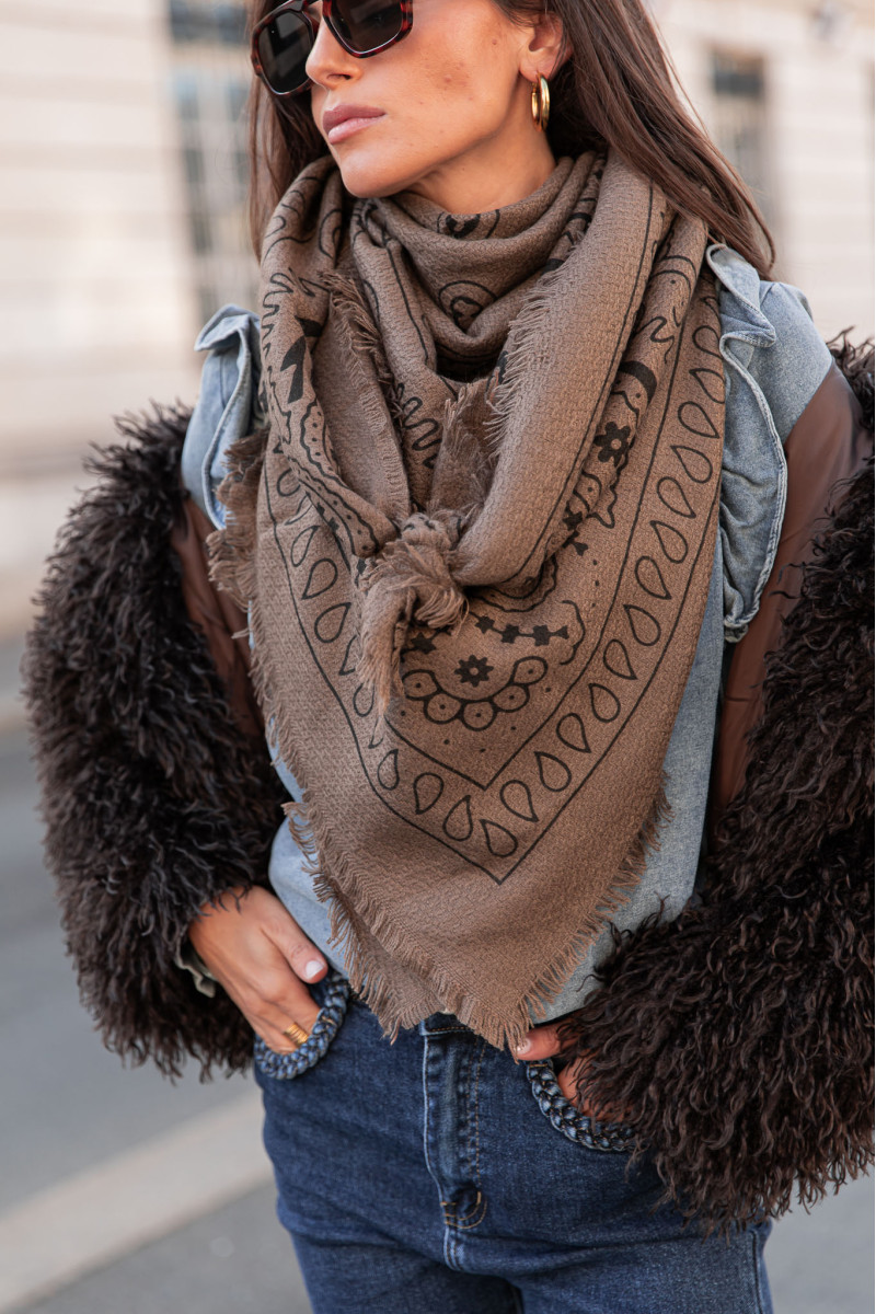 PACO Taupe - Écharpe Bandana