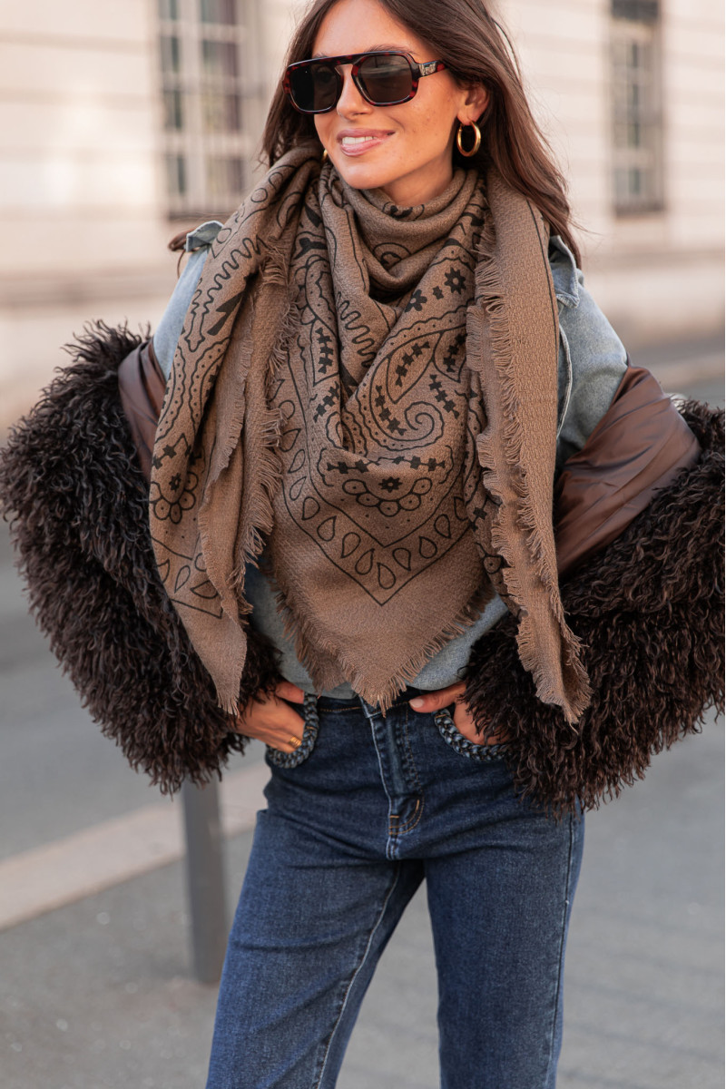 PACO Taupe - Écharpe Bandana