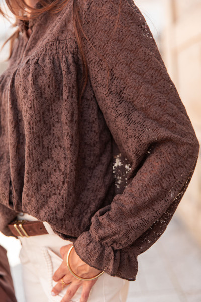 CASSIAN Chocolat - Chemise Brodée