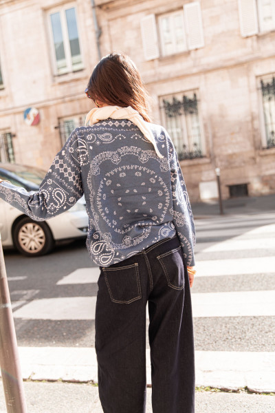 LYSANDRE Bleu - Pull Bandana