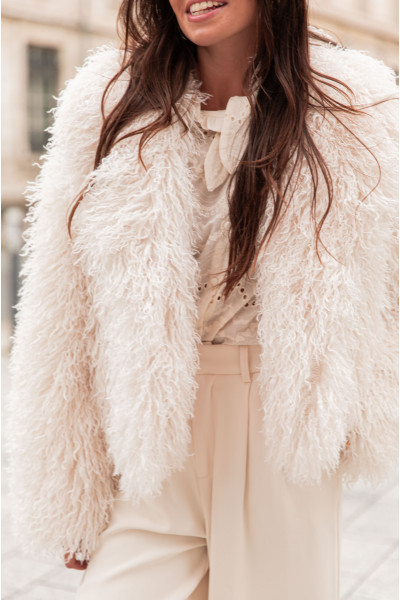 ISAÏA Écrue - Veste Fausse Fourrure Bouclée