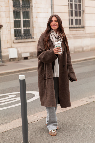 SOLINE Chocolat - Manteau laine
