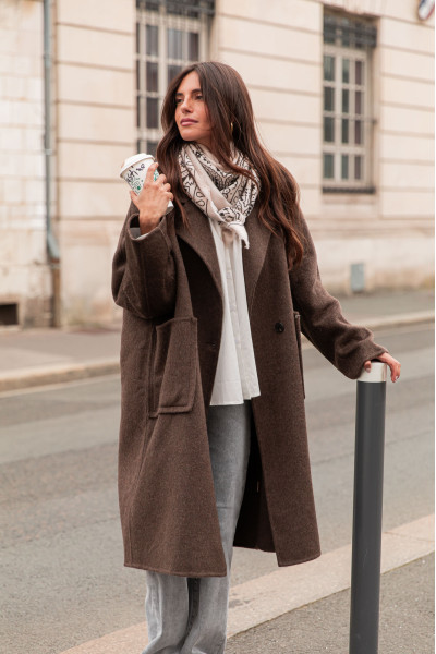 SOLINE Chocolat - Manteau laine