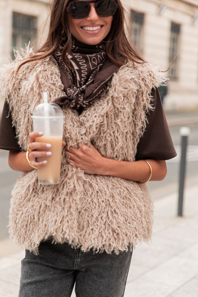 ROBINE Beige - Gilet Sans Manches