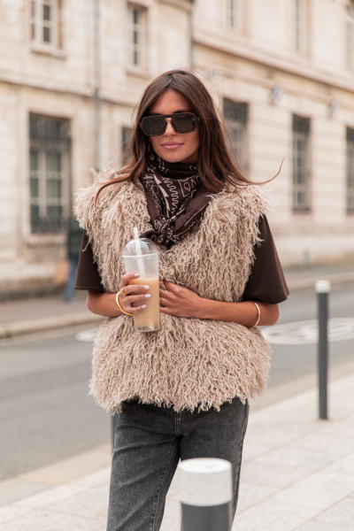 ROBINE Beige - Gilet Sans Manches