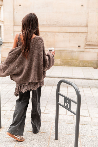 VALENTIN Taupe - Robe Dentelle