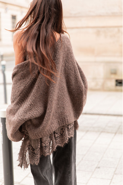 VALENTIN Taupe - Robe Dentelle