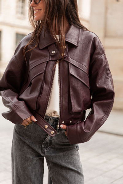 LÉNA Bordeaux - Perfecto Similicuir