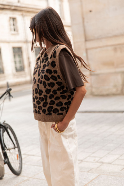 ROMANE Léopard - Polo Sans Manches