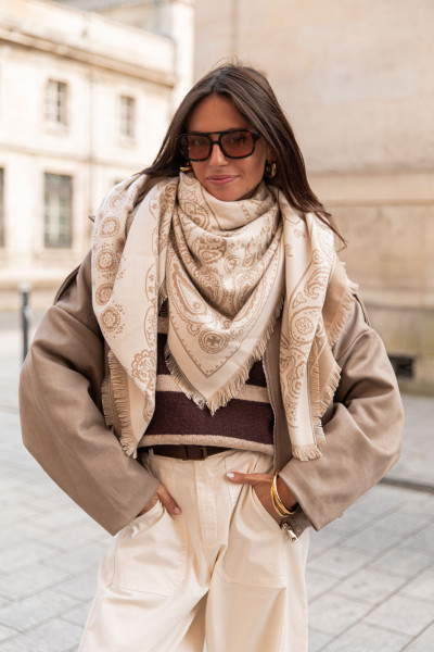 TWIST Beige - Écharpe Bandana réversible